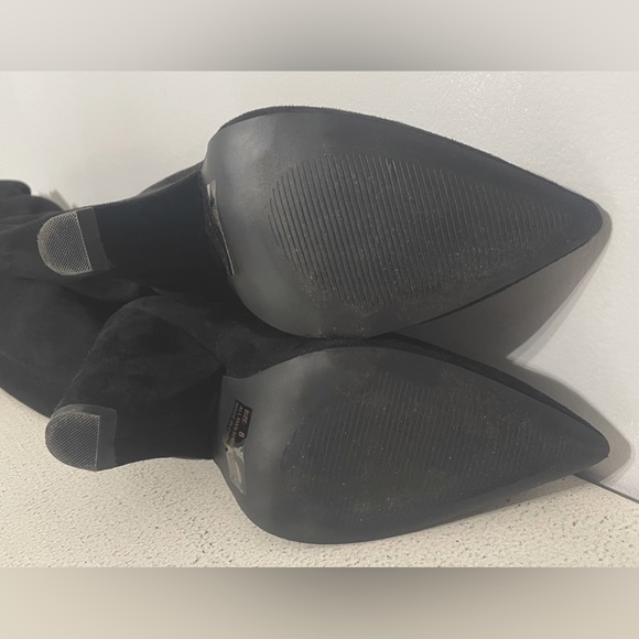 QUPID Black Suede Knee-High Slouchy Heeled Wiley Boot Sz. 8 - Picture 8 of 8